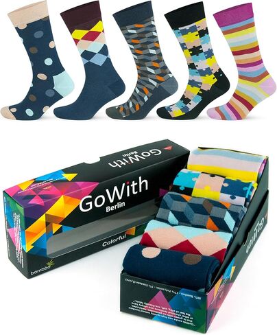 جوارب GoWith الرجالية، رايون مصنوعة من الخيزران الناعم والمريح وخفيف الوزن، جوارب رفيعة قابلة للتنفس، صندوق هدايا in Kuwait