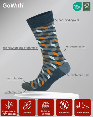 جوارب GoWith الرجالية، رايون مصنوعة من الخيزران الناعم والمريح وخفيف الوزن، جوارب رفيعة قابلة للتنفس، صندوق هدايا in Kuwait