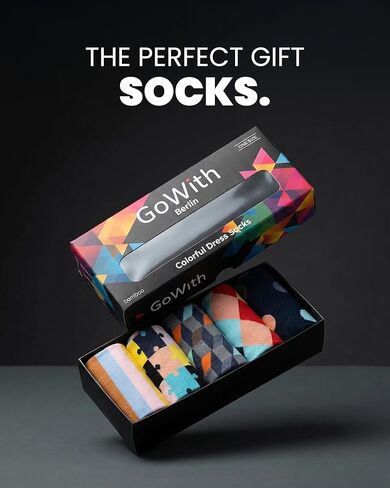 جوارب GoWith الرجالية، رايون مصنوعة من الخيزران الناعم والمريح وخفيف الوزن، جوارب رفيعة قابلة للتنفس، صندوق هدايا in Kuwait