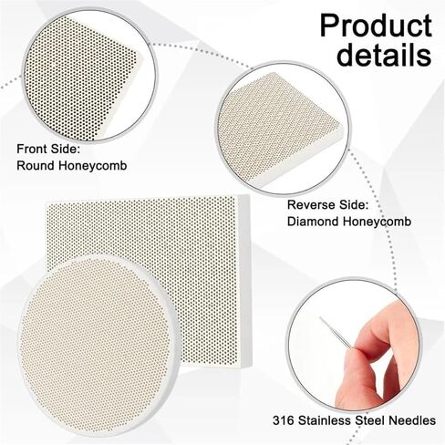 Honeycomb Ceramic Soldering Boards,2pcs Honeycomb Ceramic Soldering Boards Kit for Jewelry Making - Round & Rectangle with Steel Pins in Kuwait
