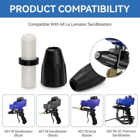 Sandblasting Nozzle Accessory Packet for AS118 Sandblaster Gun Kit Compatible with LE LEMATEC, Sandblaster Parts Includes 1 Ceramic Nozzle, 2 Dust Covers in Kuwait