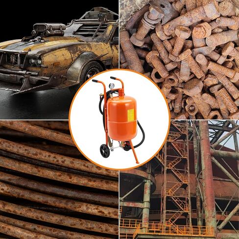 10 gal Sand Blasting Machine, 125 Psi Pressure Air Sand Blasting Kit w/4 Ceramic Nozzles & Oil-Water Separator, Portable Abrasive Blaster for Stain Removal Paint,Orange in Kuwait