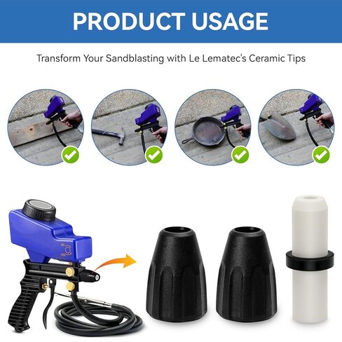 Sandblasting Nozzle Accessory Packet for AS118 Sandblaster Gun Kit Compatible with LE LEMATEC, Sandblaster Parts Includes 1 Ceramic Nozzle, 2 Dust Covers in Kuwait