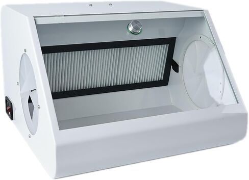 Dental Lab LED Grinding Dust Collector Box with Tempered Glass Baffle, Dual Vacuum System with 2 Filters in Kuwait