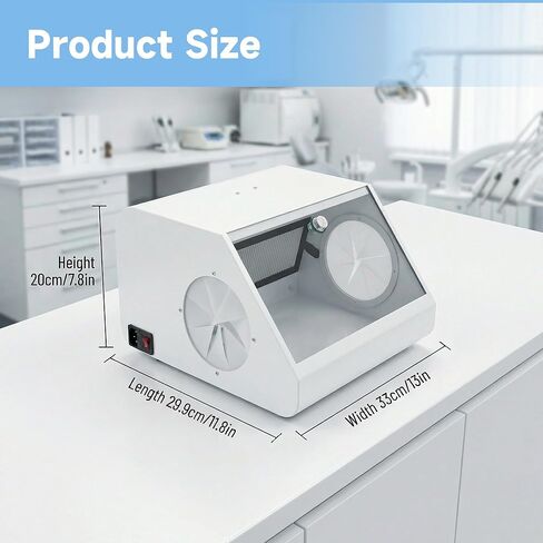 Dental Lab LED Grinding Dust Collector Box with Tempered Glass Baffle, Dual Vacuum System with 2 Filters in Kuwait