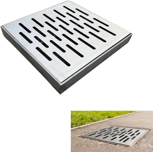 Large Size Outdoor Drain Cover,Drainage Grate,Trench Grating,Gully Grating,Sidewalk Drain,Floor Drain,3mm Thick Stainless Steel Drain Grate,Driveway Ddrain Grates，Size 16"X16"(Large) in Kuwait