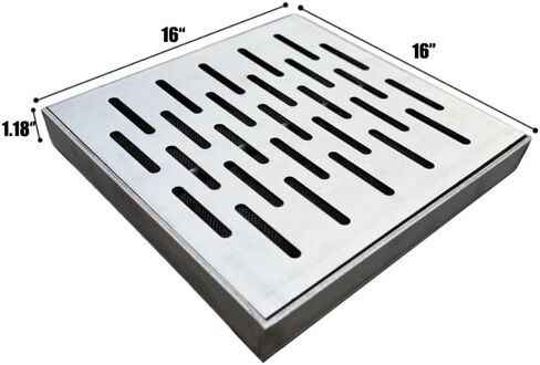 Large Size Outdoor Drain Cover,Drainage Grate,Trench Grating,Gully Grating,Sidewalk Drain,Floor Drain,3mm Thick Stainless Steel Drain Grate,Driveway Ddrain Grates，Size 16"X16"(Large) in Kuwait