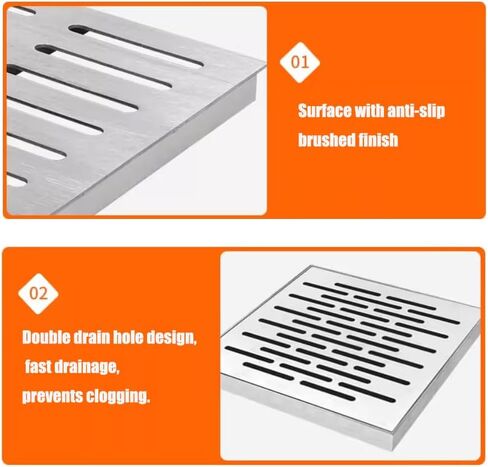 Large Size Outdoor Drain Cover,Drainage Grate,Trench Grating,Gully Grating,Sidewalk Drain,Floor Drain,3mm Thick Stainless Steel Drain Grate,Driveway Ddrain Grates，Size 16"X16"(Large) in Kuwait