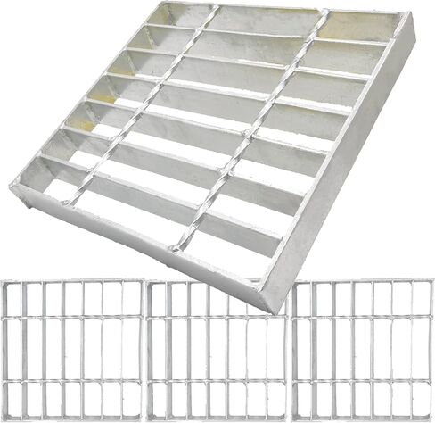 شبكة تصريف فولاذية مجلفنة مقاس 40 × 12 بوصة، غطاء قناة درب شديد التحمل من الفئة B بوزن 28100 رطل، شبكة تصريف خندق خارجية، غطاء مجاري معدني مستطيل فضي للمرآب (39.4 × 11.8) in Kuwait