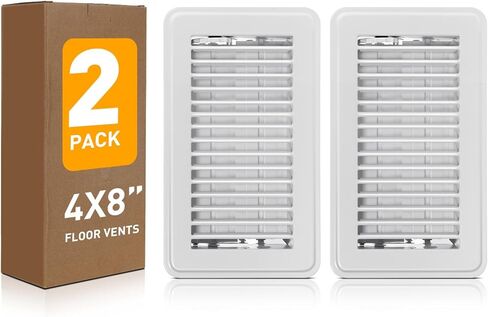 Floor Register 2x10, Vent Covers for Home Floor 2 Pack, Rust Proof Finish Floor Vents, Premium Metal Heater Vent Covers Allow Walk on Use, White Air Register Vent Cover in Kuwait