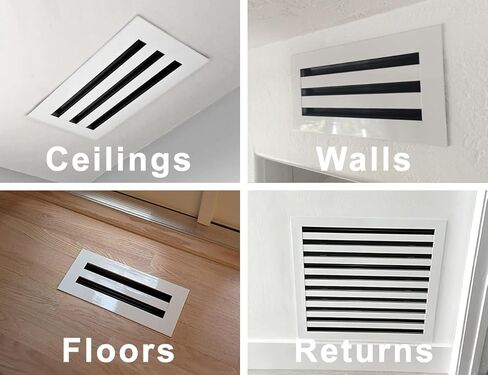 BUILDMART - 10x4 Modern AC Vent Cover - Decorative White Aluminum Air Vent - Standard Linear Slot Diffuser - Heating and Cooling Register Grille for Ceiling, Walls & Floors - Texas Buildmart in Kuwait