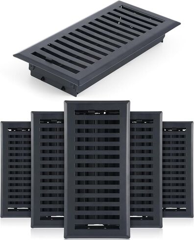 4 Pcs Floor Register 4" x 10" Black Vent Covers Heavy Duty Floor Register Metal Vent Covers with Adjustment Damper Rust Proof Finish for Home Floor Heater in Kuwait