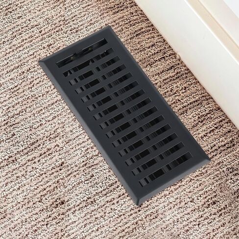 4 Pcs Floor Register 4" x 10" Black Vent Covers Heavy Duty Floor Register Metal Vent Covers with Adjustment Damper Rust Proof Finish for Home Floor Heater in Kuwait