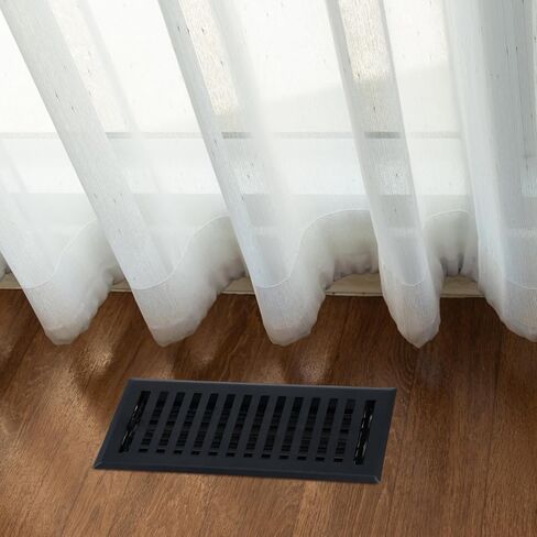4 Pcs Floor Register 4" x 10" Black Vent Covers Heavy Duty Floor Register Metal Vent Covers with Adjustment Damper Rust Proof Finish for Home Floor Heater in Kuwait