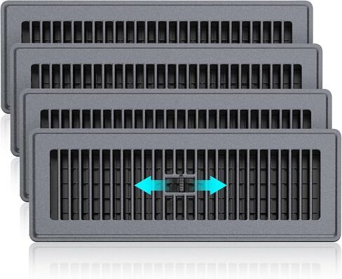 Floor Register 4x10-4 Pack Floor Vents Covers Heavy Duty Steel Walkable Floor Grates Vent Covers for Home Floor Intermediate Switch Design Adjustable Air Vent Covers for Sidewall and Floor, Gray in Saudi Arabia