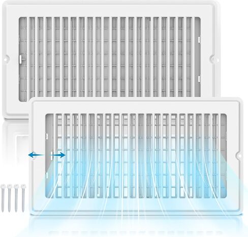 Floor Register 4x10-4 Pack Floor Vents Covers Heavy Duty Steel Walkable Floor Grates Vent Covers for Home Floor Intermediate Switch Design Adjustable Air Vent Covers for Sidewall and Floor, Gray in Saudi Arabia