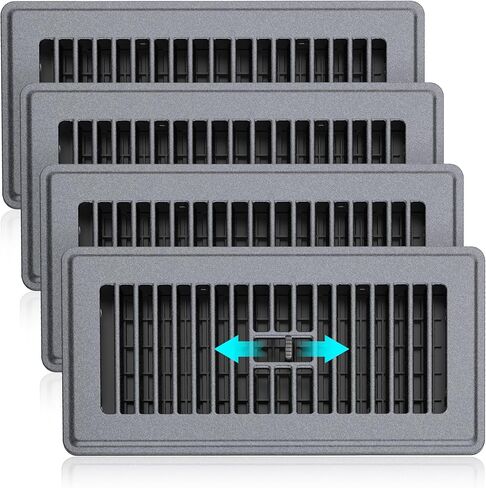 Floor Register 4x10-4 Pack Floor Vents Covers Heavy Duty Steel Walkable Floor Grates Vent Covers for Home Floor Intermediate Switch Design Adjustable Air Vent Covers for Sidewall and Floor, Gray in Saudi Arabia