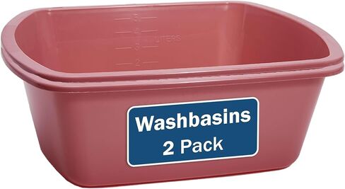 Plastic Wash Basin 5 Pack - 5 Liter Rectangle Plastic Tub with Rolled Rim - Good for Washing Limbs and Carrying Liquid - Good for Hospitals, Nursing Homes, and Medical Facilities in Kuwait