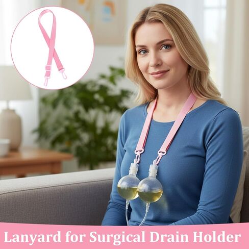 Sibba 3 Pack Shower Lanyard for Mastectomy Drain Holder, Abdominal Debridement Breast Cancer Tummy Tuck Patients Surgical Drain Holder, Mastectomy Recovery Supplies Drains Holders with 2 Hooks in Kuwait