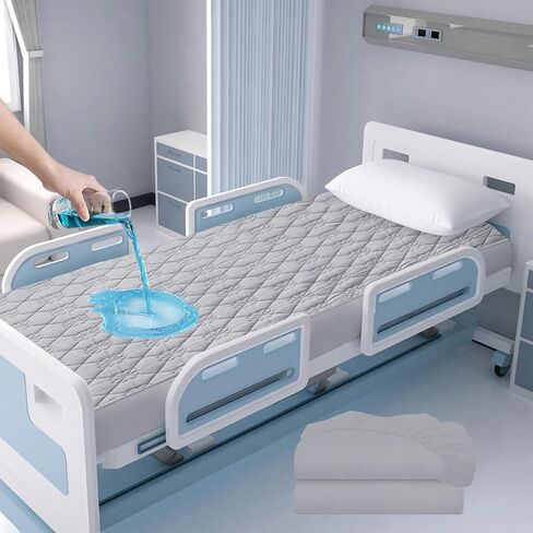 غطاء مرتبة مقاوم للماء لسرير المستشفى، حماية من سلس البول بدرجة المستشفى، نسيج ناعم مسامي لكبار السن والبالغين، يمكن غسله في الغسالة (2، أبيض، 36 * 80 بوصة) in Kuwait