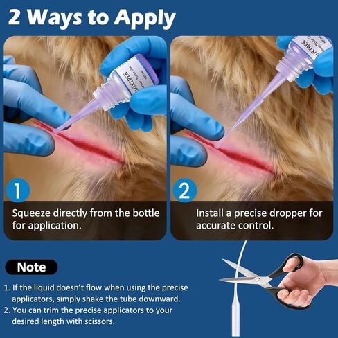 Veterinary Surgical Skin Glue 3ml, Strong Surgical Adhesive with 15 Precise Applicators, Blue-Tinted Pets Tissue Wound Glue, Fast-Acting Waterproof Wound Sealant for Dogs Cats in Kuwait