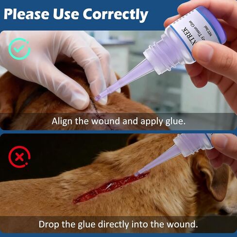 Veterinary Surgical Skin Glue 3ml, Strong Surgical Adhesive with 15 Precise Applicators, Blue-Tinted Pets Tissue Wound Glue, Fast-Acting Waterproof Wound Sealant for Dogs Cats in Kuwait