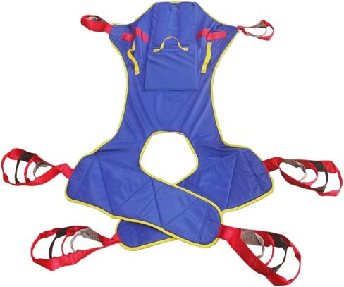 Full Body Patient Lift Sling Size S, Toileting Transfer Slings, Head and Back Support, Split Legs with Commode Opening, 5 Handles, 6 Straps, Lifting Sling Compatible with Various of Lifts in Saudi Arabia
