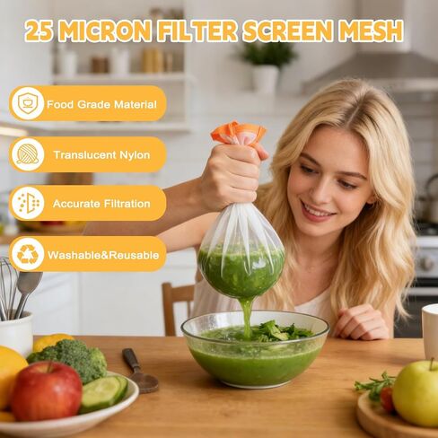 شاشة فلتر 8/10/12 بوصة 25 ميكرون لحقيبة مصفاة فلتر سعة 5 جالون، 5 قطع شبكة شاشة ضغط للترشيح الدقيق، ترشيح يربا ميت للشاي والقهوة، قابلة لإعادة الاستخدام وقابل للغسل in Kuwait