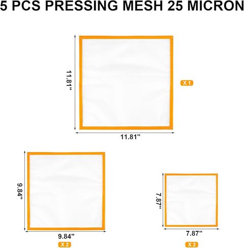 شاشة فلتر 8/10/12 بوصة 25 ميكرون لحقيبة مصفاة فلتر سعة 5 جالون، 5 قطع شبكة شاشة ضغط للترشيح الدقيق، ترشيح يربا ميت للشاي والقهوة، قابلة لإعادة الاستخدام وقابل للغسل in Kuwait