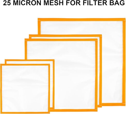 شاشة فلتر 8/10/12 بوصة 25 ميكرون لحقيبة مصفاة فلتر سعة 5 جالون، 5 قطع شبكة شاشة ضغط للترشيح الدقيق، ترشيح يربا ميت للشاي والقهوة، قابلة لإعادة الاستخدام وقابل للغسل in Kuwait