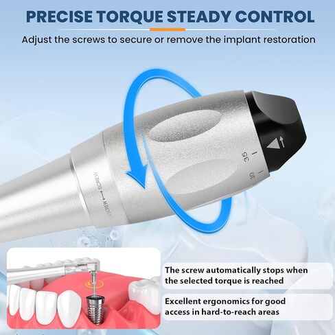 Implant Universal Hex Driver Screw Screwdriver Kit, with (5-35N.Cm) 7 Kinds of Torque +16 Universal Screws, Metal Plate Lock Design, Dual Head Design, for Dental Clinic in Kuwait