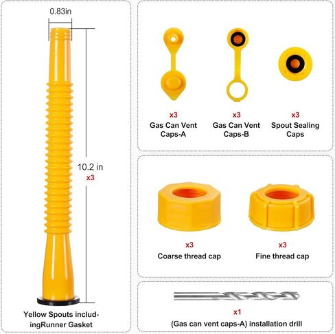 Long Gas Can Spout Replacement, Our replacement spout features a 10.2in extended nozzle (2in longer than standard). Gas can nozzle (3 Pack-Yellow) for 1/2/5/10 gal oil cans in Kuwait