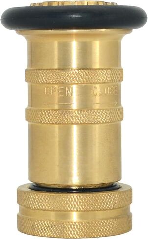 VARMHUS 1" NPSH Fire Hose Nozzle, Heavy-Duty Industrial Brass, Adjustable Jet Fog Spray, 100 PSI 75 GPM, for Firefighting and Industrial Use (1") in Kuwait