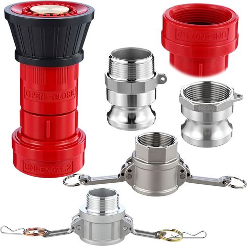 Pelopy Fire Hose Nozzle 1.5 Inch Npsh/npt Thermoplastic Fire Spray Jet Fog with 1.5 Inch Aluminum Female and Male Fitting Npt Thread Cam Lock Fitting (part a B D & F) Cam Groove Hose Kit in Saudi Arabia