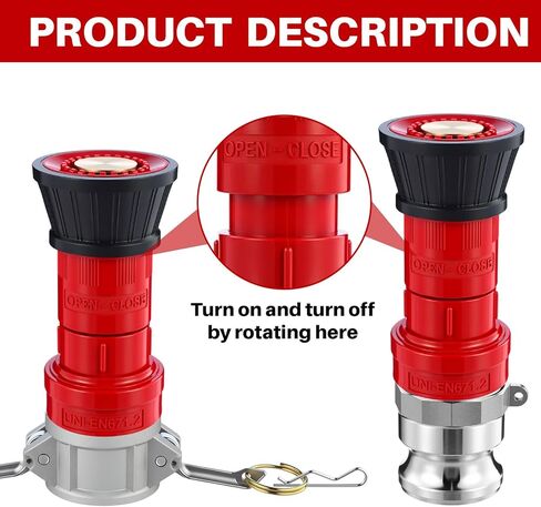 Pelopy Fire Hose Nozzle 1.5 Inch Npsh/npt Thermoplastic Fire Spray Jet Fog with 1.5 Inch Aluminum Female and Male Fitting Npt Thread Cam Lock Fitting (part a B D & F) Cam Groove Hose Kit in Saudi Arabia