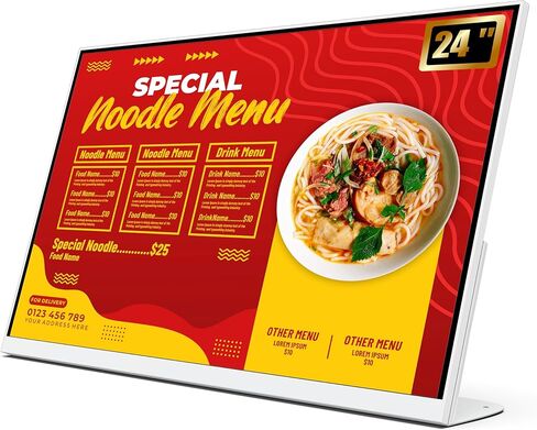 24 Inch Desktop Digital Menu Board, HD Digital Signage Retail Store Monitor, Commercial Display Advertising Screen Android with CMS, Electronic Menu Display for Milk Tea Shop/Restaurant in Saudi Arabia