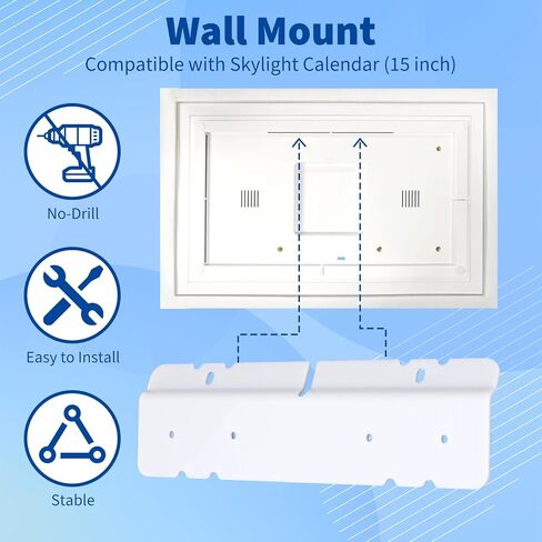 حامل جداري متوافق مع تقويم Skylight، حامل جداري بدون مسامير وبدون ثقب للتقويم الرقمي الذكي، سهل التركيب، لا يحتاج إلى مرساة أو براغي، تثبيت آمن، الأجهزة متضمنة (المطرقة غير متضمنة) in Kuwait