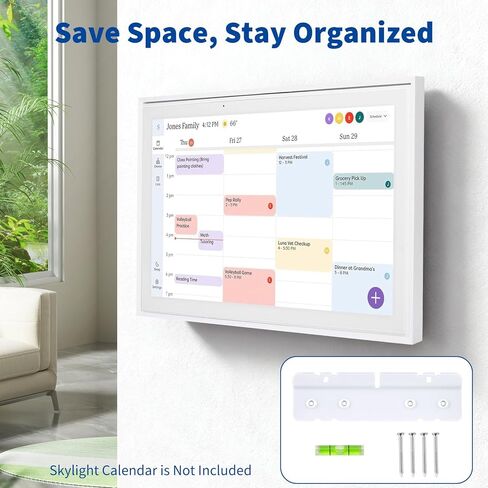 حامل جداري متوافق مع تقويم Skylight، حامل جداري بدون مسامير وبدون ثقب للتقويم الرقمي الذكي، سهل التركيب، لا يحتاج إلى مرساة أو براغي، تثبيت آمن، الأجهزة متضمنة (المطرقة غير متضمنة) in Kuwait