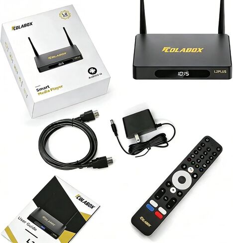 2026 COLABOX L2+، مع جهاز التحكم عن بعد الصوتي، وكابل HDMI، وسلك الطاقة، وبدائل دليل المستخدم لـ 𝕍𝕤𝕖𝕖𝔹𝕠𝕩 𝕊𝕦𝕡𝕖𝕣𝔹𝕠𝕩 in Kuwait