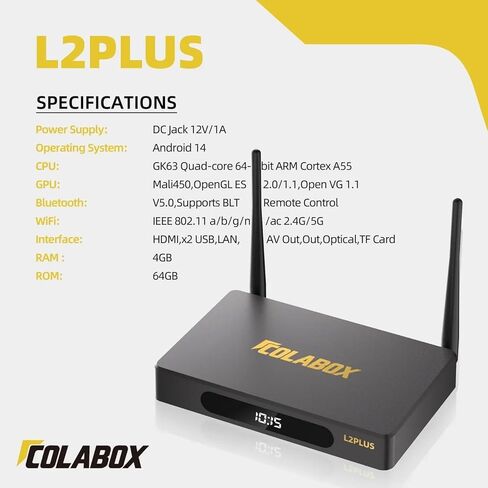 2026 COLABOX L2+، مع جهاز التحكم عن بعد الصوتي، وكابل HDMI، وسلك الطاقة، وبدائل دليل المستخدم لـ 𝕍𝕤𝕖𝕖𝔹𝕠𝕩 𝕊𝕦𝕡𝕖𝕣𝔹𝕠𝕩 in Kuwait