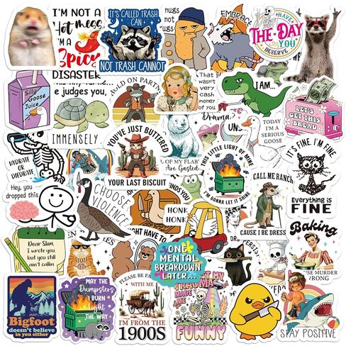Chivertion 400 Pcs Funny Stickers Funny Stickers for Adults Cool Stickers Laptop Stickers Waterproof Sticker Sarcastic Stickers Hat Wall Window Bumper Sticker, 50 Styles in Kuwait