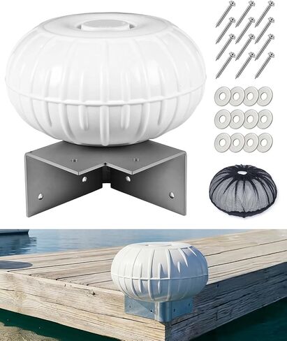 OCEANBROAD Dock Bumpers Wheel, Corner Mount Boat Dock Wheel Bumper, 12.6-Inch Inflatable Marine-Grade PVC, Smooth Rolling Design with Hardware & Cover, Easy Installation for Dock and Boat Protection in Kuwait