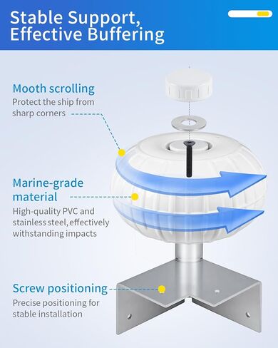 OCEANBROAD Dock Bumpers Wheel, Corner Mount Boat Dock Wheel Bumper, 12.6-Inch Inflatable Marine-Grade PVC, Smooth Rolling Design with Hardware & Cover, Easy Installation for Dock and Boat Protection in Kuwait