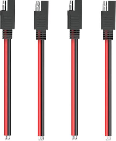 4PCS 14AWG 1FT SAE Single Plug 2Pin Cable, 30cm SAE Quick Connector DC Power Extension Cable for Solar Panel, Motorcycle, Car, Tractor in Kuwait