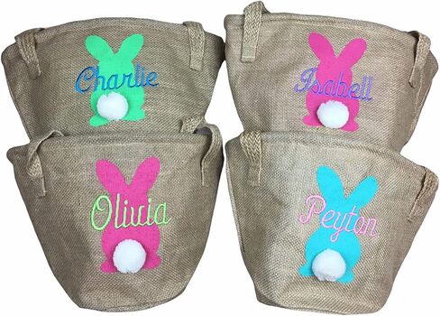 Personalized Easter Basket for Kids, embroidered Pink Girls and Boys Toddler gift bags baby blue green in Saudi Arabia