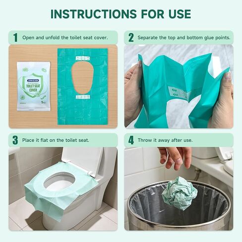 Disposable Toilet Seat Covers, 70 PCS Individually Travel Pack, XL Waterproof & Adhesive Secure Fit for Public Restrooms, Airplane & Office Use in Kuwait