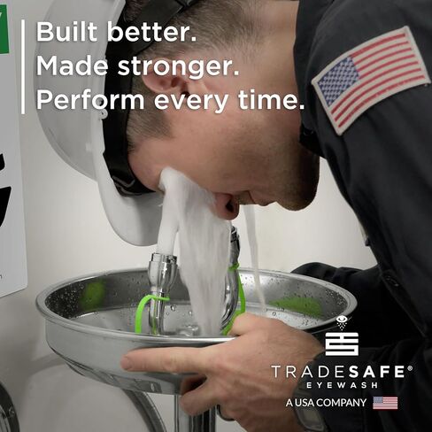 TRADESAFE Eye Wash Station OSHA Approved - Wall Mounted Emergency Eye Wash Station, Stainless Steel Eyewash Station, Aluminum Eye Wash Station Sign Included in Saudi Arabia
