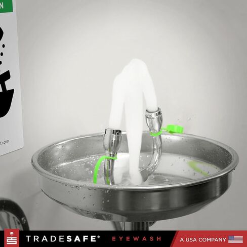 TRADESAFE Eye Wash Station OSHA Approved - Wall Mounted Emergency Eye Wash Station, Stainless Steel Eyewash Station, Aluminum Eye Wash Station Sign Included in Saudi Arabia