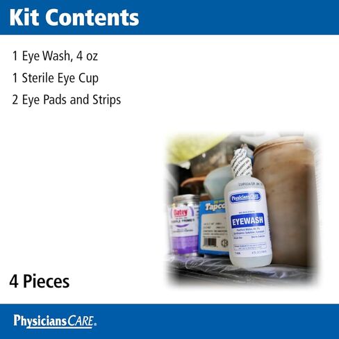 First Aid Only 6-Piece Eye Wash Kit with Oval Eye Pads, First Aid Adhesive Strips, Emergency Eye Rinse & Eye Wash Cup in Kuwait
