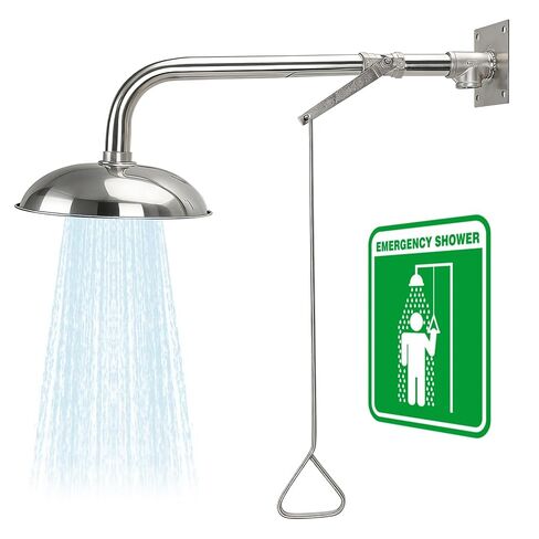 محطة دش الطوارئ مثبتة على الحائط، رأس غمر أفقي مع خيط NPT تدفق 75.7 لتر/دقيقة لورشة عمل مصنع المختبر in Kuwait